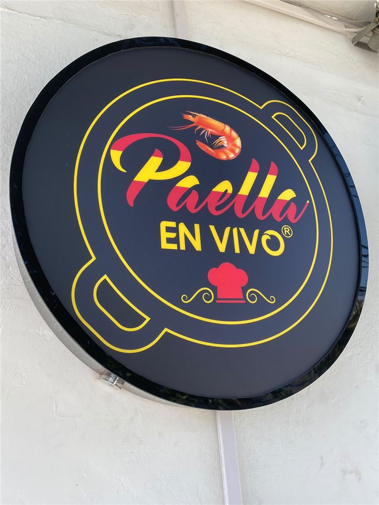 Letrero retroiluminado Paella En Vivo