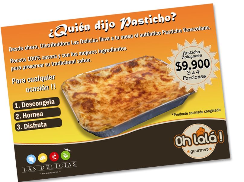 Flyer lanzamiento lasaña Oh lalá!